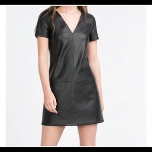 Zara black faux leather dress